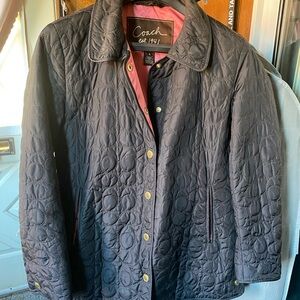 Coach Black Quilted Utility Jacket w/Brass Hardware, Pink Lining Sz Small EUC